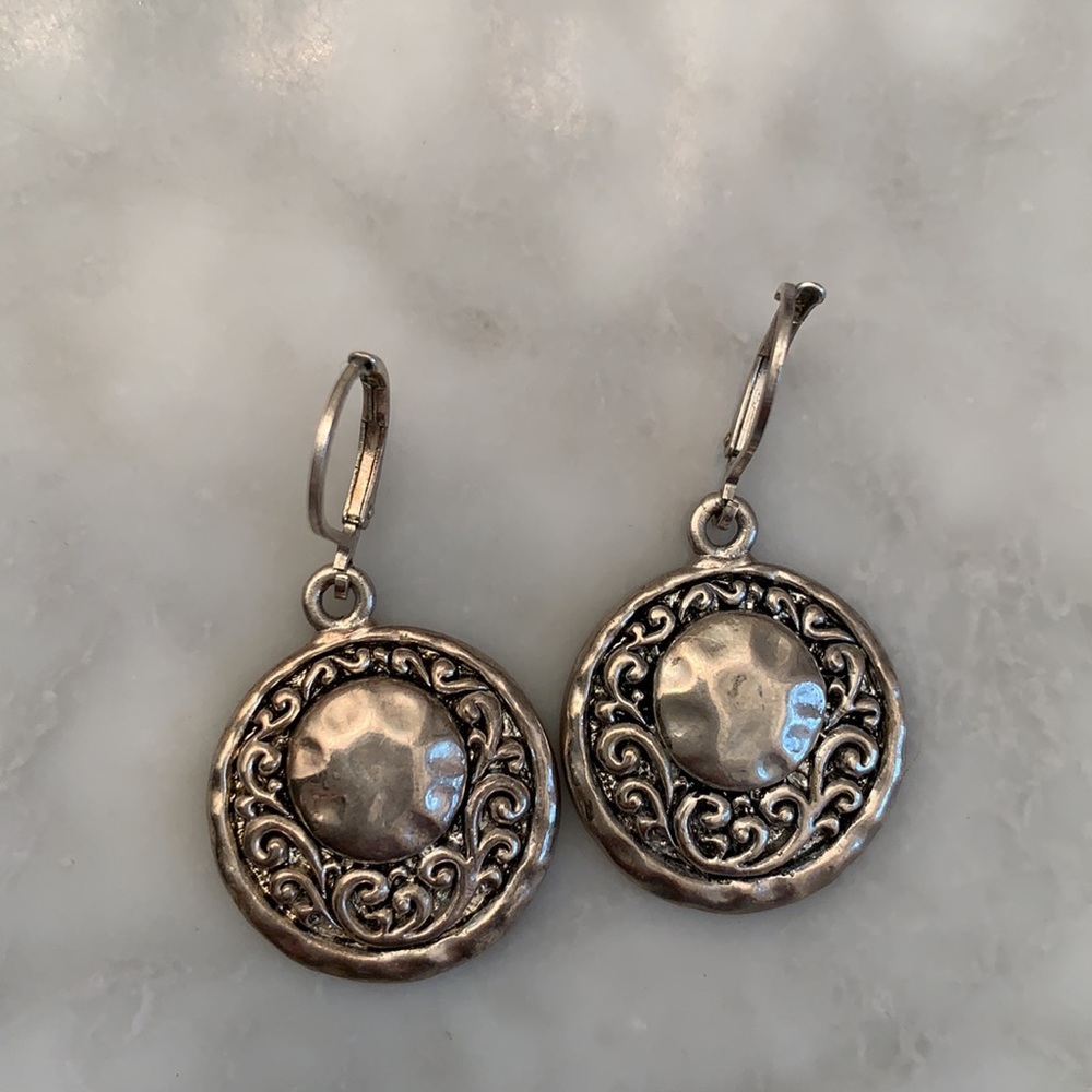 Silver Disc earrings - Picture 3 of 4